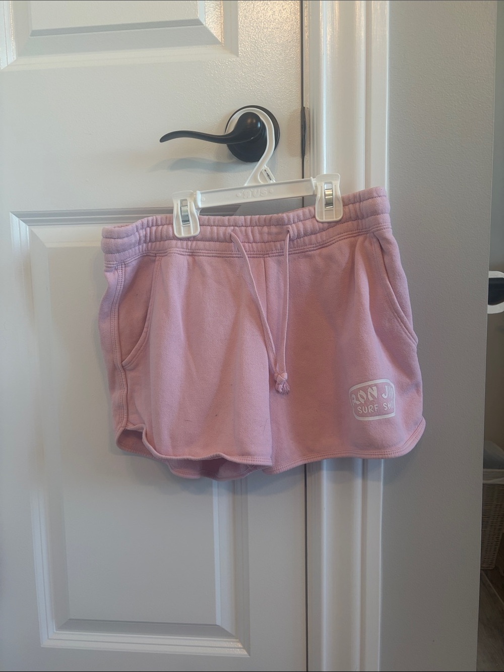 Ron Jon Light Pink Drawstring Lounge Shorts with Patch Logo